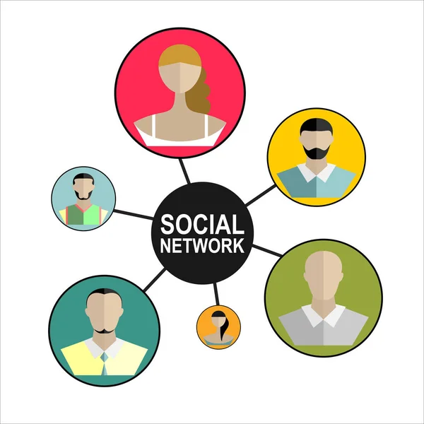 Begreppet Socialt Nätverk Vektor Platt Design Illustration För Webbplatser Infographic — Stock vektor
