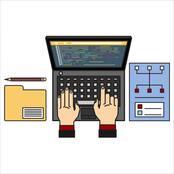 Programação Codificação Conceito Design Plano Ilustração Vetorial —  Vetores de Stock