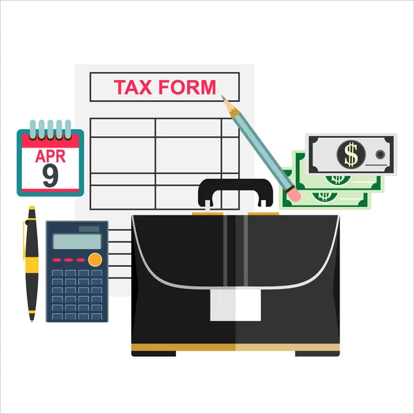 Concepto Pago Impuestos Ilustración Vectorial Cálculos Empresariales Diseño Plano Formulario — Archivo Imágenes Vectoriales