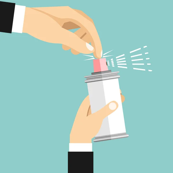 Spray Hand Spray Fles Spray Busje Houdt Man Vector Illustratie — Stockvector