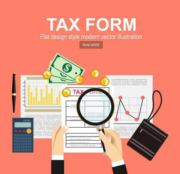 Paiement Impôts Analyse Des Données Paperasserie Recherche Financière Rapport Impôt — Image vectorielle