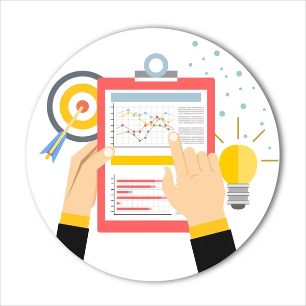 Relatório Gráfico Analítico Negócios Planejamento Investimento Empresarial Ilustração Vetorial —  Vetores de Stock