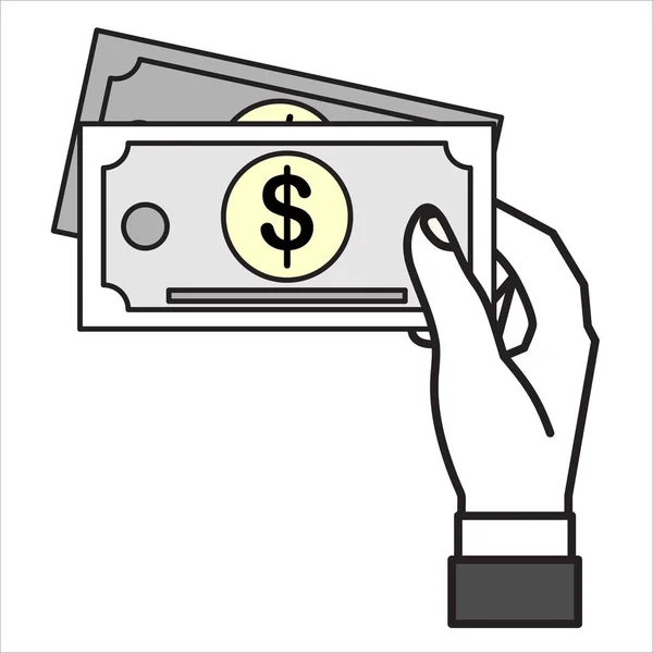 Mão Segurando Notas Dólar Vetor Ilustração — Vetor de Stock