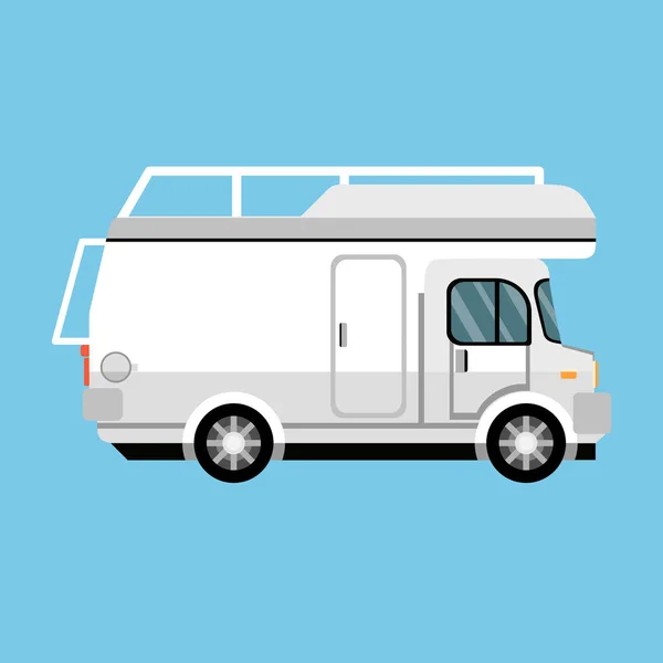 Modern Camper Flat Logo Vector Illustration — Stock Vector