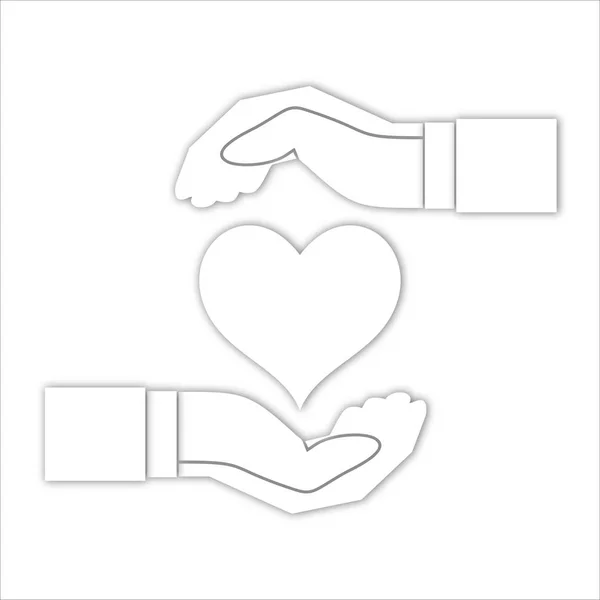 Symbol Hände Halten Herz Flacher Designstil — Stockvektor