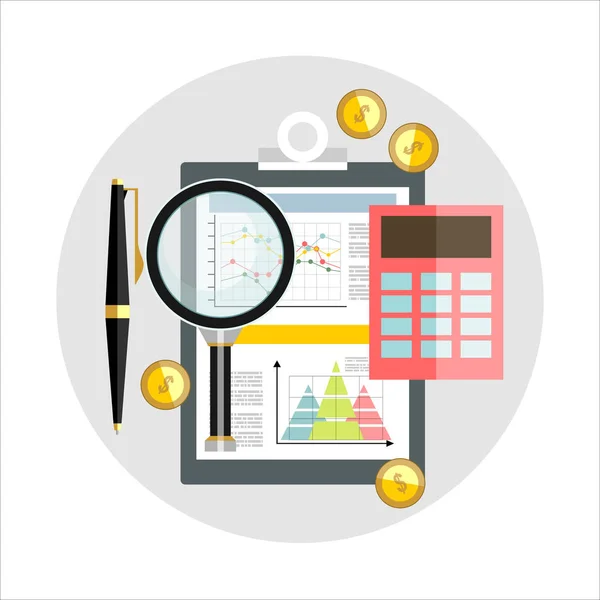 Calculation Concept Flat Design Vector Illustration Financial Calculations — Stock Vector