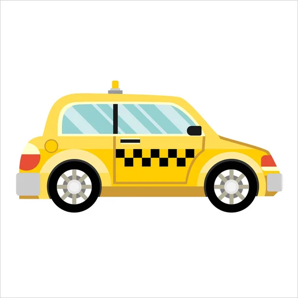 Taxi Bilen Platta Stylade Illustration — Stock vektor