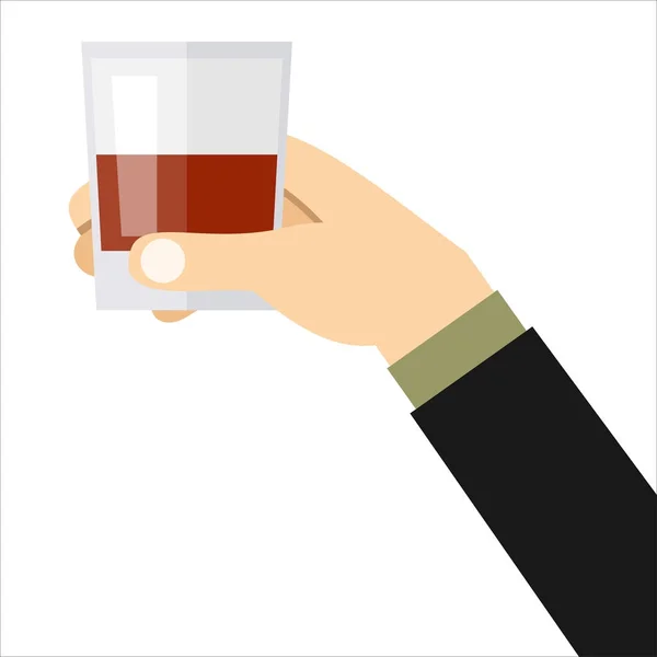 Hand Holding Glass Whiskey Vector Illustration — Stock Vector