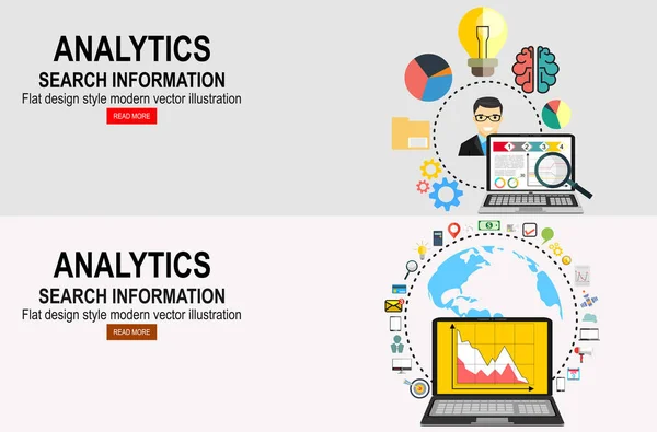 Lapos Illusztráció Web Analytics Tervezés Seo Optimalizálás — Stock Vector