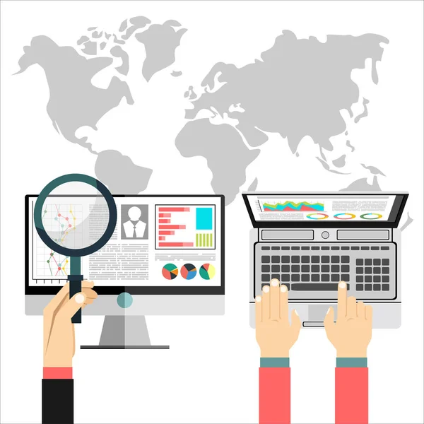 Web Analytics Seo Sökmotoroptimering Vektorillustration — Stock vektor