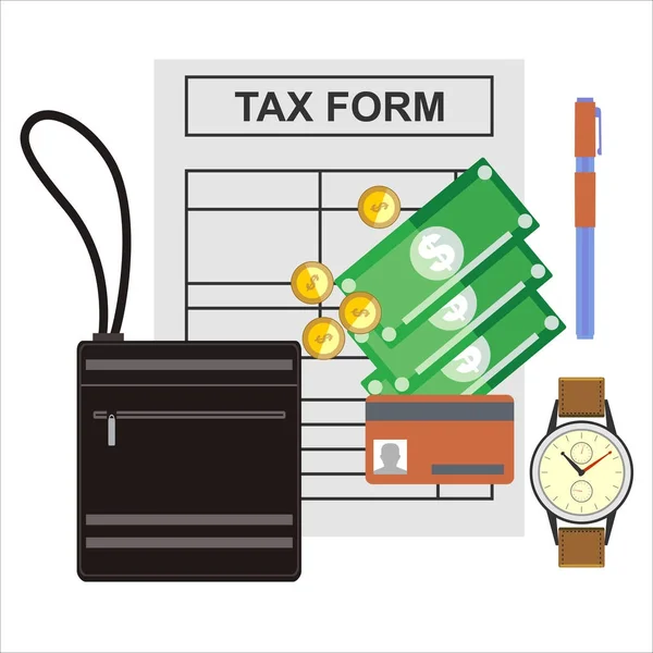 Daňové Výpočty Kalkulace Rozpočtu Účetnictví Papírování Koncept — Stockový vektor