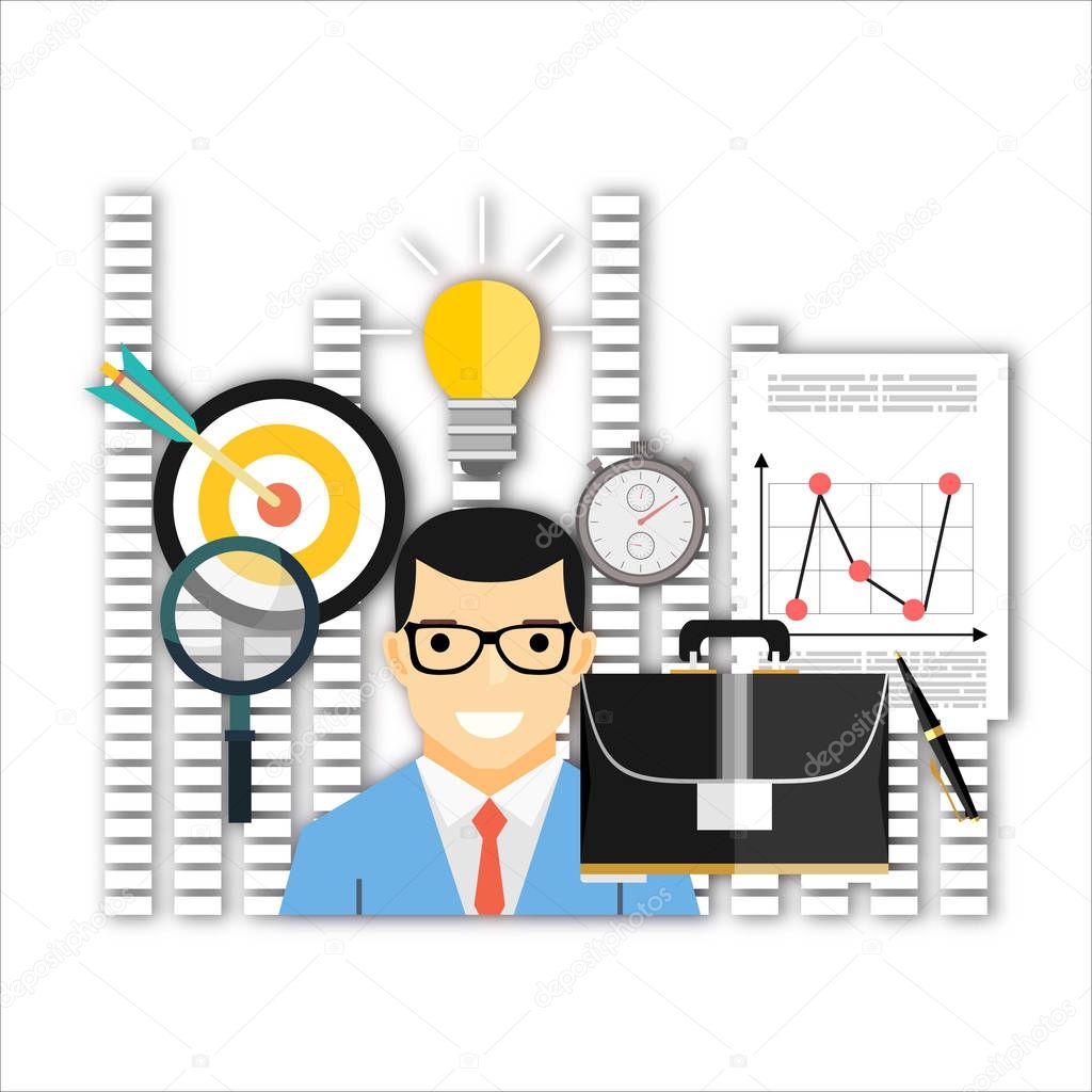 business analytic graph report . business investment planning, vector illustration