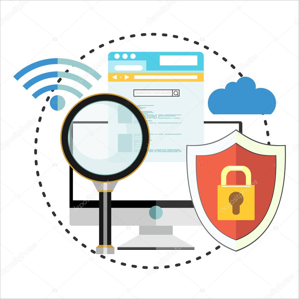 Internet security and data protection concept flat illustration