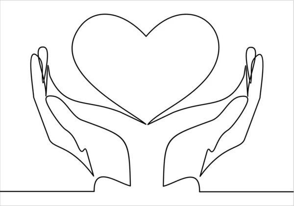 Hände Mit Herz Einfach Vektorillustration — Stockvektor