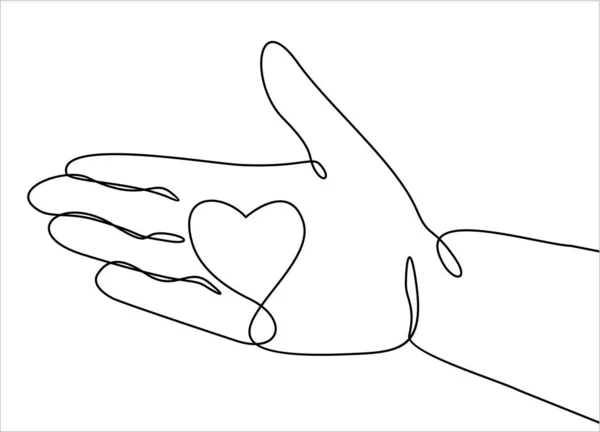 Hand Mit Herz Einfach Vektorillustration — Stockvektor