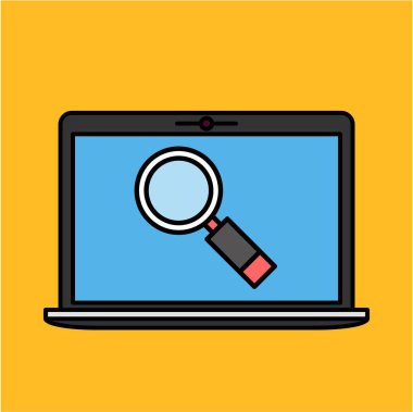 dizüstü bilgisayar araması basitçe vektör illüstrasyon kavramı