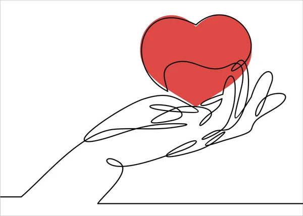 Hand Med Hjärtat Helt Enkelt Vektor Illustration — Stock vektor