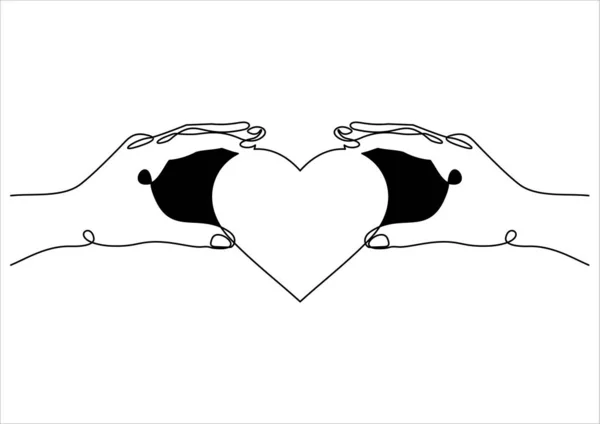 Manos Con Corazón Simplemente Vector Ilustración — Archivo Imágenes Vectoriales