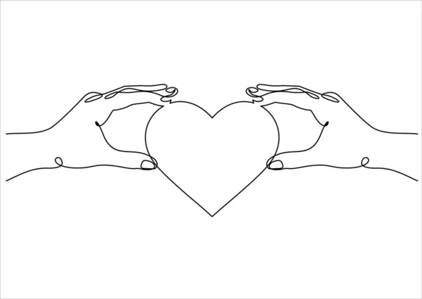 Mains Avec Coeur Illustration Simplement Vectorielle — Image vectorielle