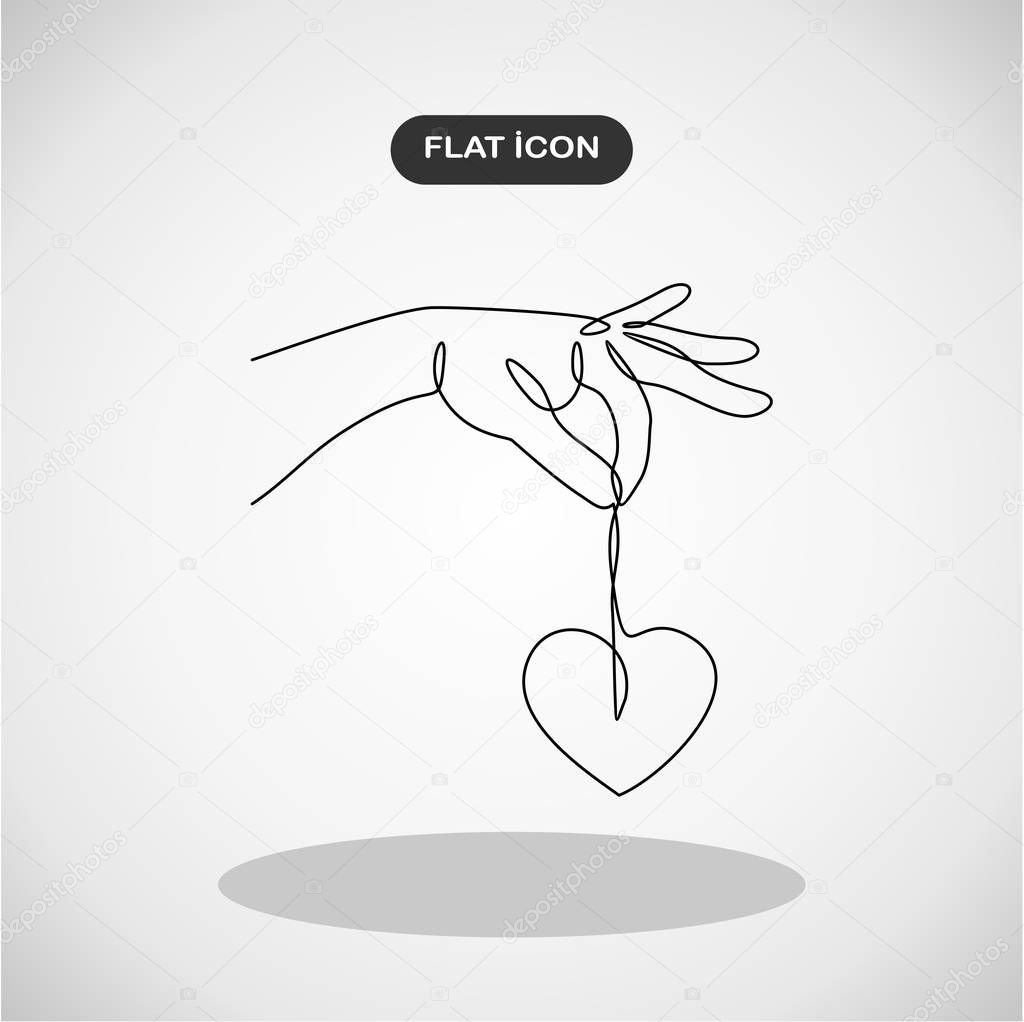hand with heart simply vector illustration