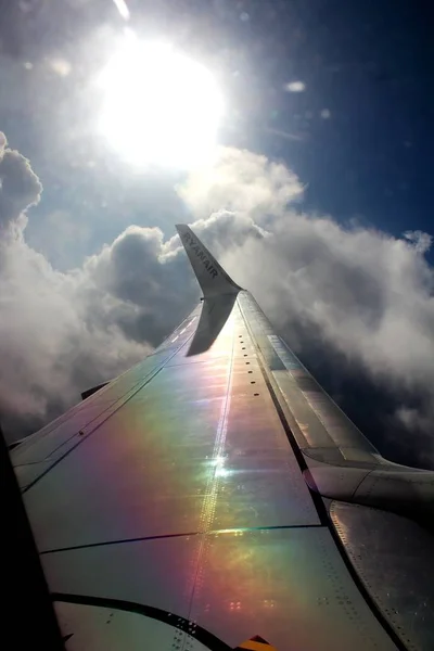 2019 Palermo Punta Raisi Avión Ryanair Imagen Evocadora Del Ala —  Fotos de Stock