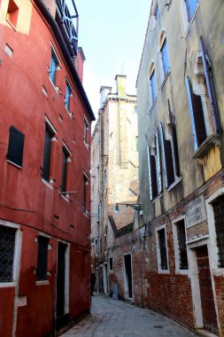 Venedik, İtalya, 28 Aralık 2018 Venedik 'in dar çağrısının çağrıştıran görüntüsü