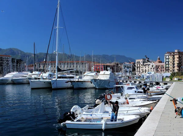 Evocative Image Sailboats Moored Harbor Sunny Day — Stock Photo, Image