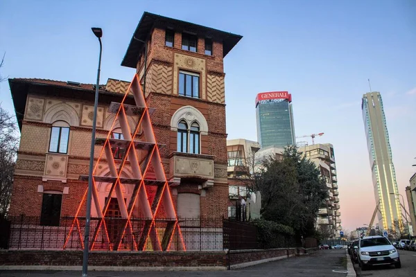 Milano Italien December 2019 Suggestiv Föreställning Milano City Life Shopping — Stockfoto