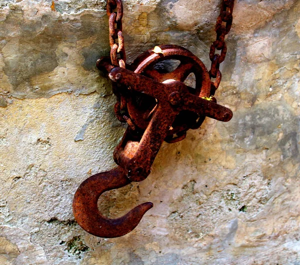 Evocative Image Rusty Crane Hook — Stock Photo, Image