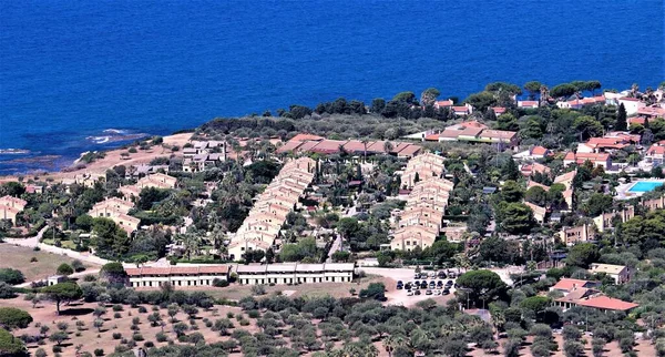 Imagem Evocativa Costa Marítima Siciliana Vista Cima Com Mar Azul — Fotografia de Stock