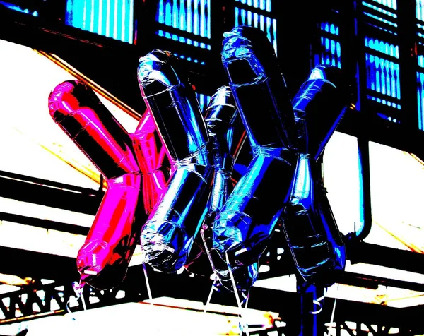 意大利米兰 2012年3月24日彩色氦气气球在老式市场上的令人联想起的形象 — 图库照片