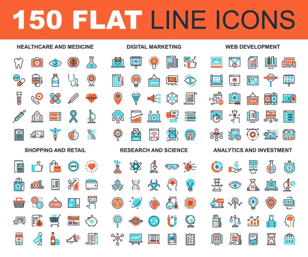 Flat Line Web Icons — Stock Vector