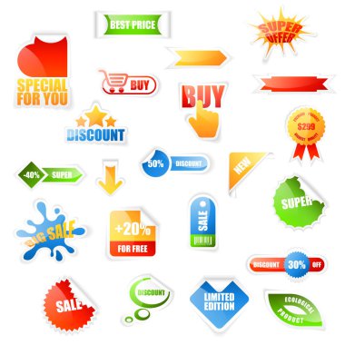 Sale labels on white clipart