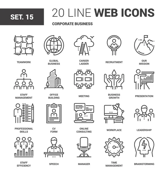 Iconos de negocios corporativos — Vector de stock