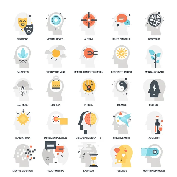 Human Psychology Icons — Stock Vector