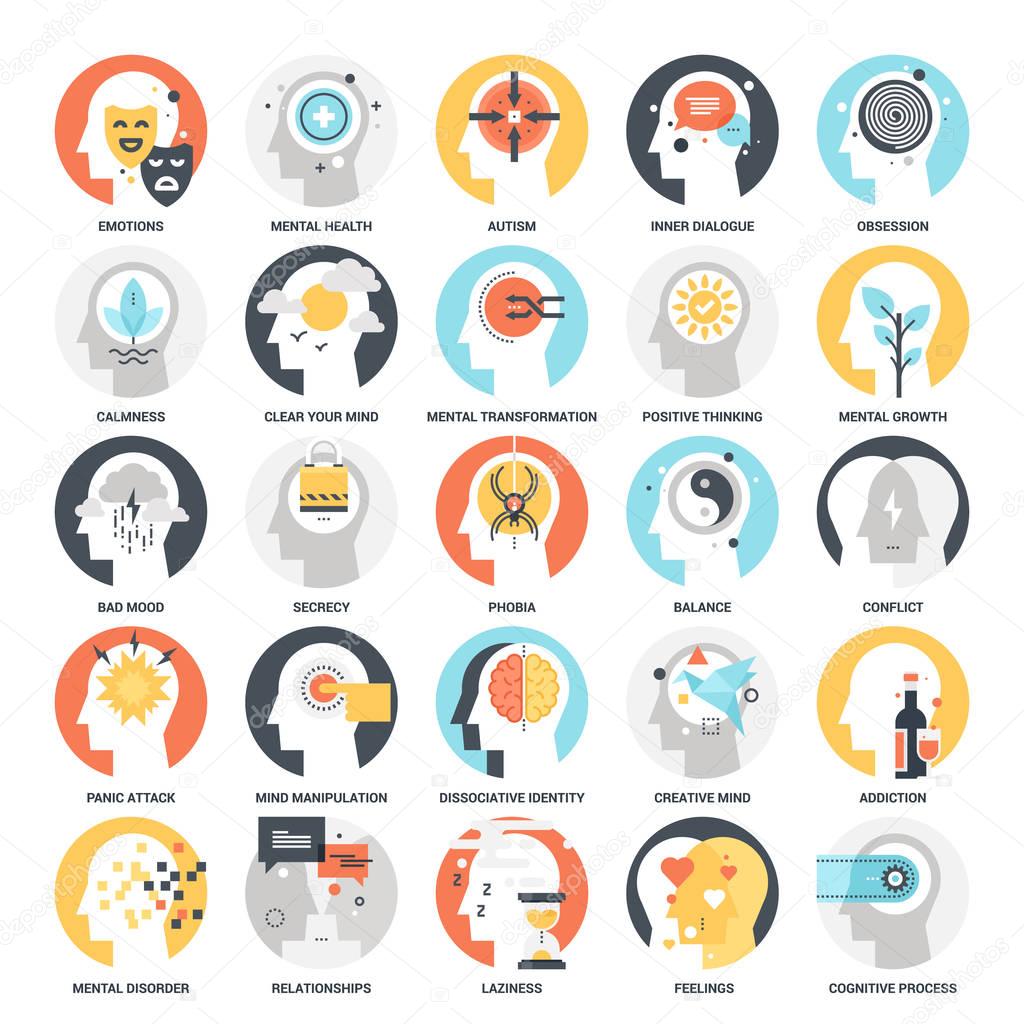 Modern flat vector illustration of human psychology icon design concept. Icon for mobile and web graphics. Flat symbol, logo creative concept. Simple and clean flat pictogram
