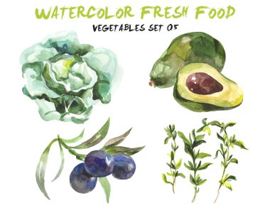 Suluboya sebze üzerinde beyaz izole