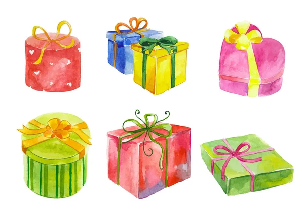 Watercolor gift boxes — Stock Vector