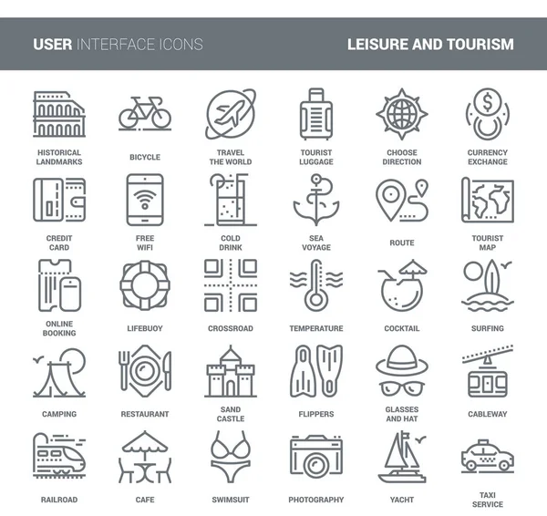 Iconos de ocio y turismo — Vector de stock