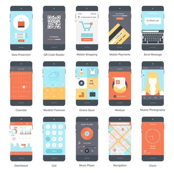 Mobile UI set — Stock Vector