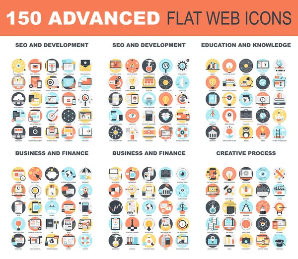 Ícones avançados da Web plana —  Vetores de Stock