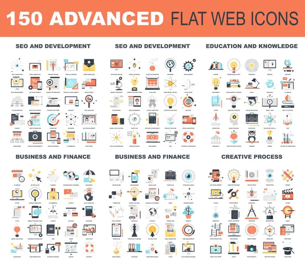 Iconos Web planos avanzados — Vector de stock