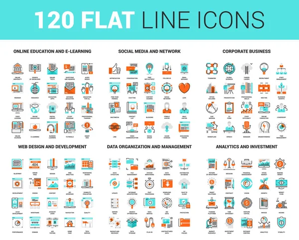 Flat Line Web Icons — Stock Vector