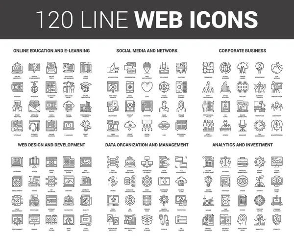 Iconos web de línea plana — Vector de stock