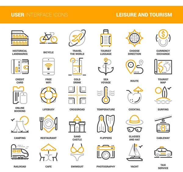 Iconos de ocio y turismo — Vector de stock