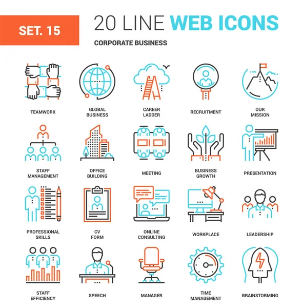 Ícones de negócios corporativos — Vetor de Stock