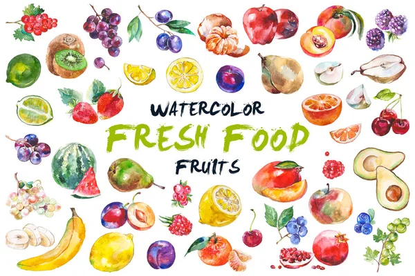 Sulu Boya meyve üzerinde beyaz izole