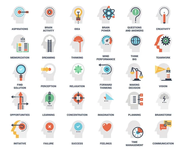 Pensamiento y proceso cerebral — Vector de stock