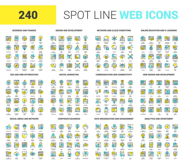 Flat Line Web Icoane — Vector de stoc