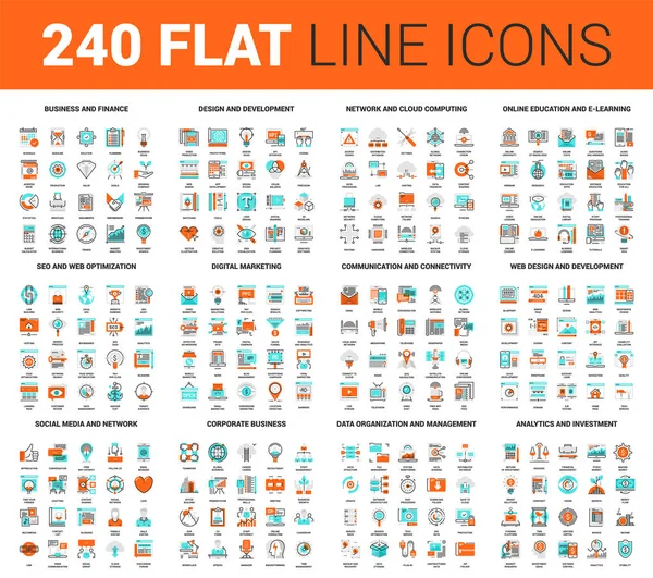 Icônes Web Flat Line — Image vectorielle